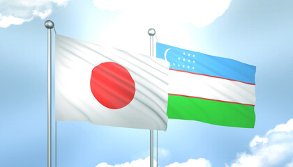 Japan and Uzbekistan Flag Together A Concept of Realations