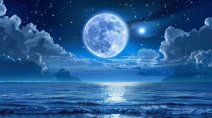 Naklejka na ściany i meble Full moon night sky background