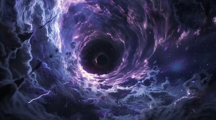 Cosmic purple vortex black hole in space - obrazy, fototapety, plakaty