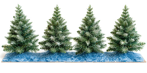 Winter landscape with snowy fir trees, where crystals instead of