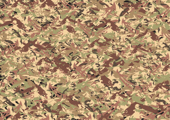 Textured camouflage background for textiles or fabrics. Autumn motifs in golden-brown-green tones for fashion trends, business concepts, covers, scrapbooking, interior solutions, tiles, etc. Vector