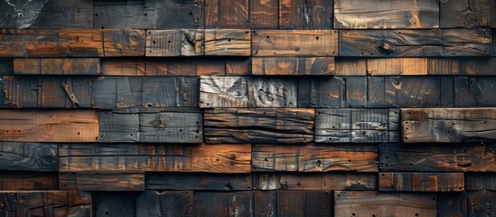 A detailed view of a wooden wall showing the texture and patterns of the individual planks, creating a rustic and natural aesthetic.