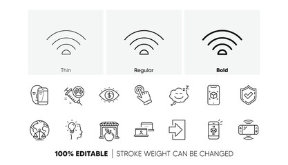 Face biometrics, Game console and Sleep line icons. Pack of Cursor, Idea, Confirmed icon. Login, Magistrates court, Outsource work pictogram. Mail, Business vision, Dog vaccination. MarketWifi. Vector