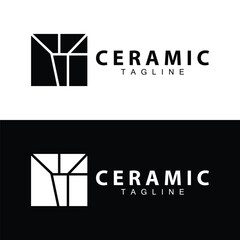 Floor Logo Design for Home Ceramic Decoration with Minimalist Abstract Shapes, Vector Templet Illustration