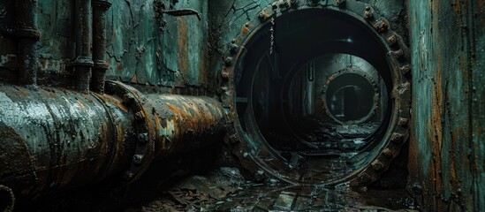 An aged tunnel stands in the center of two railway tracks, showcasing the industrial setting of the transportation route.