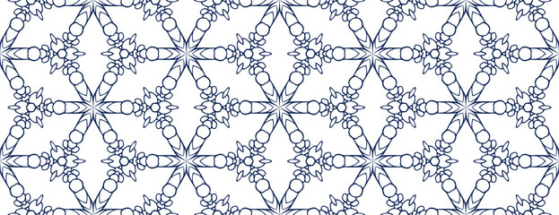 Vintage seamless pattern. Ornamental antique style floral background. Blue and white ornament