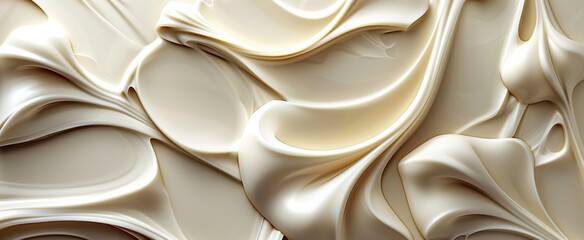 Luxurious folds of silky white chocolate captured in an elegant close-up.