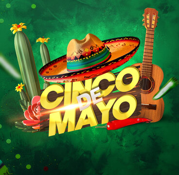 Cinco De Mayo Party poster Template design with text Cinco De Mayo background © artistic