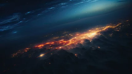 Rolgordijnen cosmos space blurred lights © vectorwin
