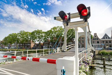 Weesp, Netherlands, June 18th, 2022: A drawbridge across a canal in the Netherlands