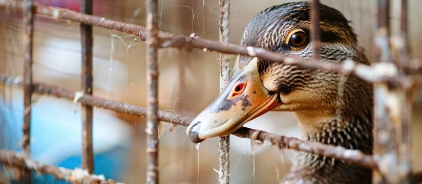 call duck or mini mallard a pet in the cage