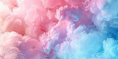 Colorful cotton candy like clouds, fluffy, background, wallpaper, template, card. - obrazy, fototapety, plakaty