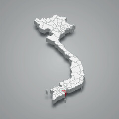 Ben Tre region location within Vietnam 3d map