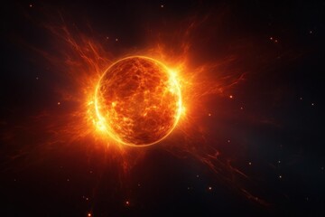 Sun magnetic storms, closeup view