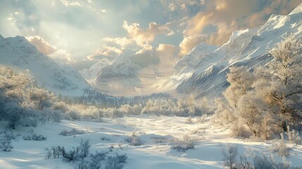 Fototapeta premium mountains snowy valley