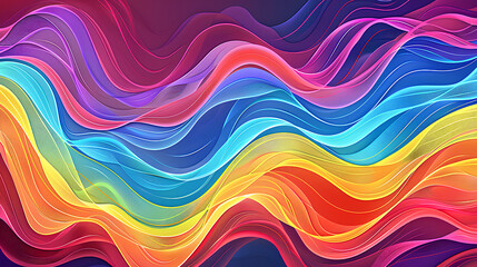 Rainbow wavy line design, abstract background.