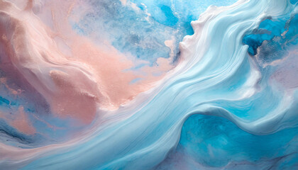 Bright blue and pink painting background. Abstract art with liquid fluid grunge texture. Marble pattern.