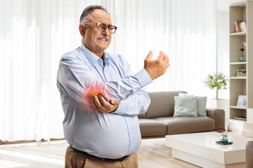 Mature man with burning pain in elbow