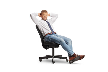 White collar worker sitting comfortably in an office chair