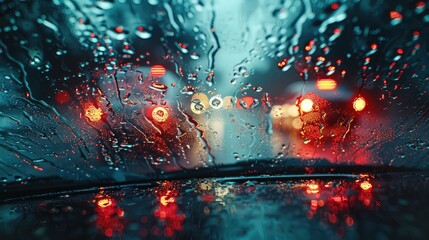 storm rain windshield - obrazy, fototapety, plakaty