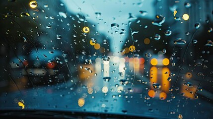 visibility rain windshield - obrazy, fototapety, plakaty