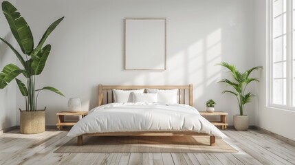Modern minimalist bedroom interior background