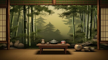 geisha backdrop japanese background - obrazy, fototapety, plakaty
