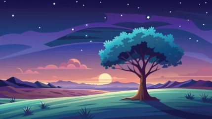 Tuinposter Twilight Serenity at a Mystical Landscape © OKAN