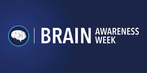 Brain Awareness Week background with neuro network of brain and typography. Brain awareness week in march, backdrop