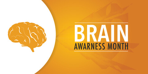 Brain Awareness Week background with neuro network of brain and typography. Brain awareness week in march, backdrop