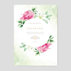 beautiful floral roses wedding invitation card template
