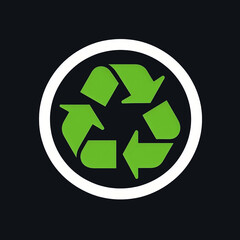 símbolo de reciclaje verde sobre fondo negro