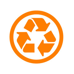símbolo de reciclaje naranja sobre fondo blanco