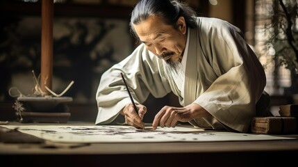 samurai asian japanese background - obrazy, fototapety, plakaty