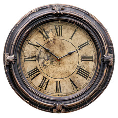 Vintage Wall Clock, transparent background, isolated image, generative AI