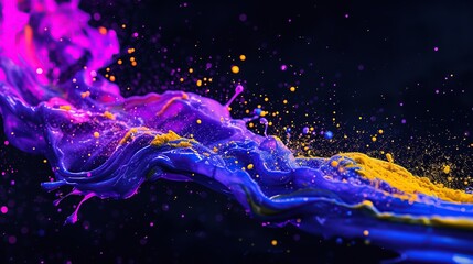 Vivid Neon Paint Splashes in a Dynamic Color Explosion