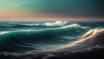 painting seascape sea wave - obrazy, fototapety, plakaty