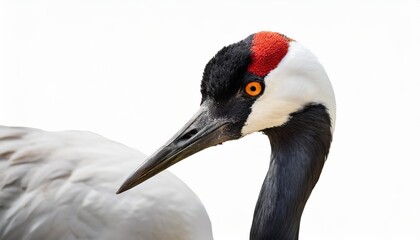 japanese crane or red crowned crane grus japonensis isolated on white background