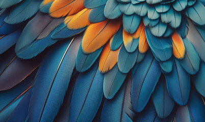 Fototapeta premium Colorful bird feathers background, parrot