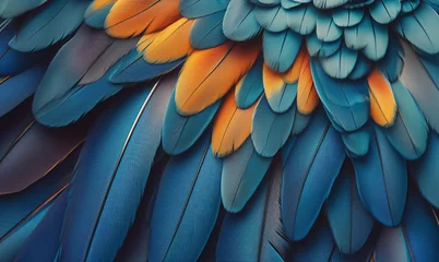 Fototapeten Colorful bird feathers background, parrot © mknisanci