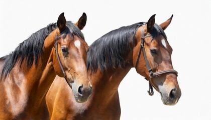 brown horse collection portrait standing animal bundle isolated on a white background as transparent png