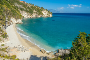 Beautiful Pelagaki sand beach on Zakynthos island, Ionian sea, Greece