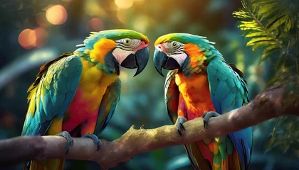 Foto auf Glas beautiful parrots © Deanne
