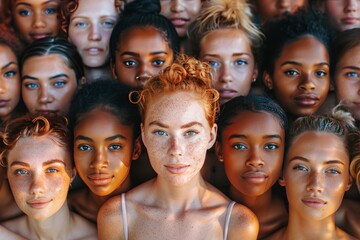Diverse beauty: Women with unique skin and hair colors - obrazy, fototapety, plakaty