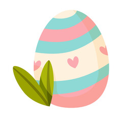 Easter egg painted in pastel colors. Happy Easter Celebration.Traditional design element for Christian holiday. Vector illustration isolated on white background for banner, card, website, poster.