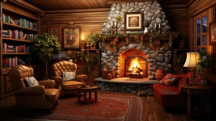 warm wooden interior room