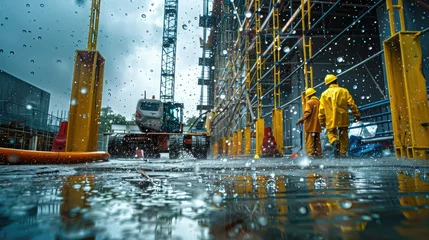 Foto op Plexiglas concrete construction rain © vectorwin