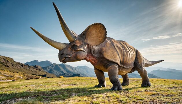 3d render of a giant prehistoric dinosaur triceratops