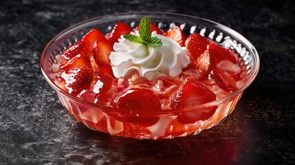 dessert strawberry gelatin - obrazy, fototapety, plakaty