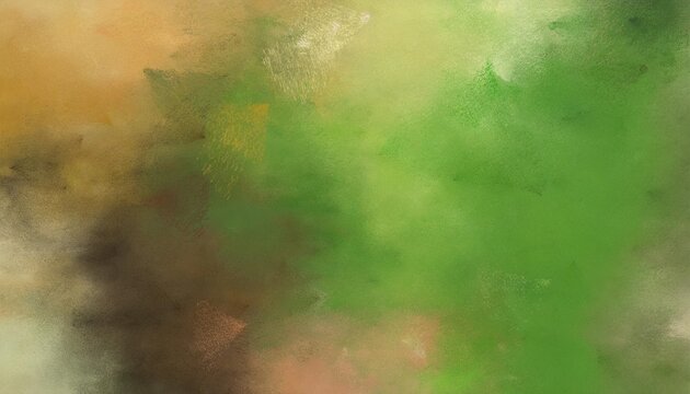 decorative abstract painting background texture with pastel brown dark olive green and tan colors and space for text or image can be used as header or banner
